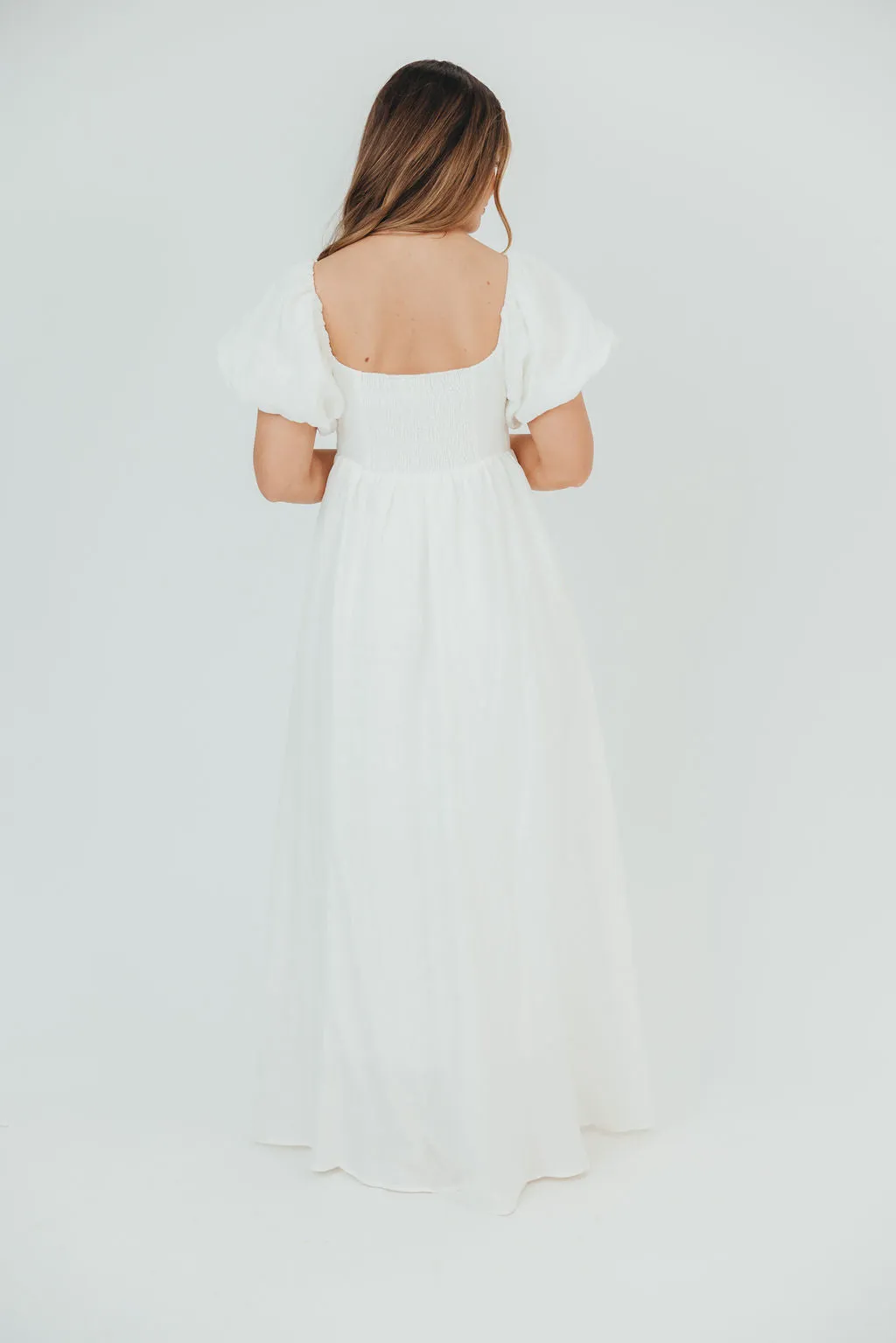 Candace Maxi Dress in Off-White - 100% Linen - Bump Friendly