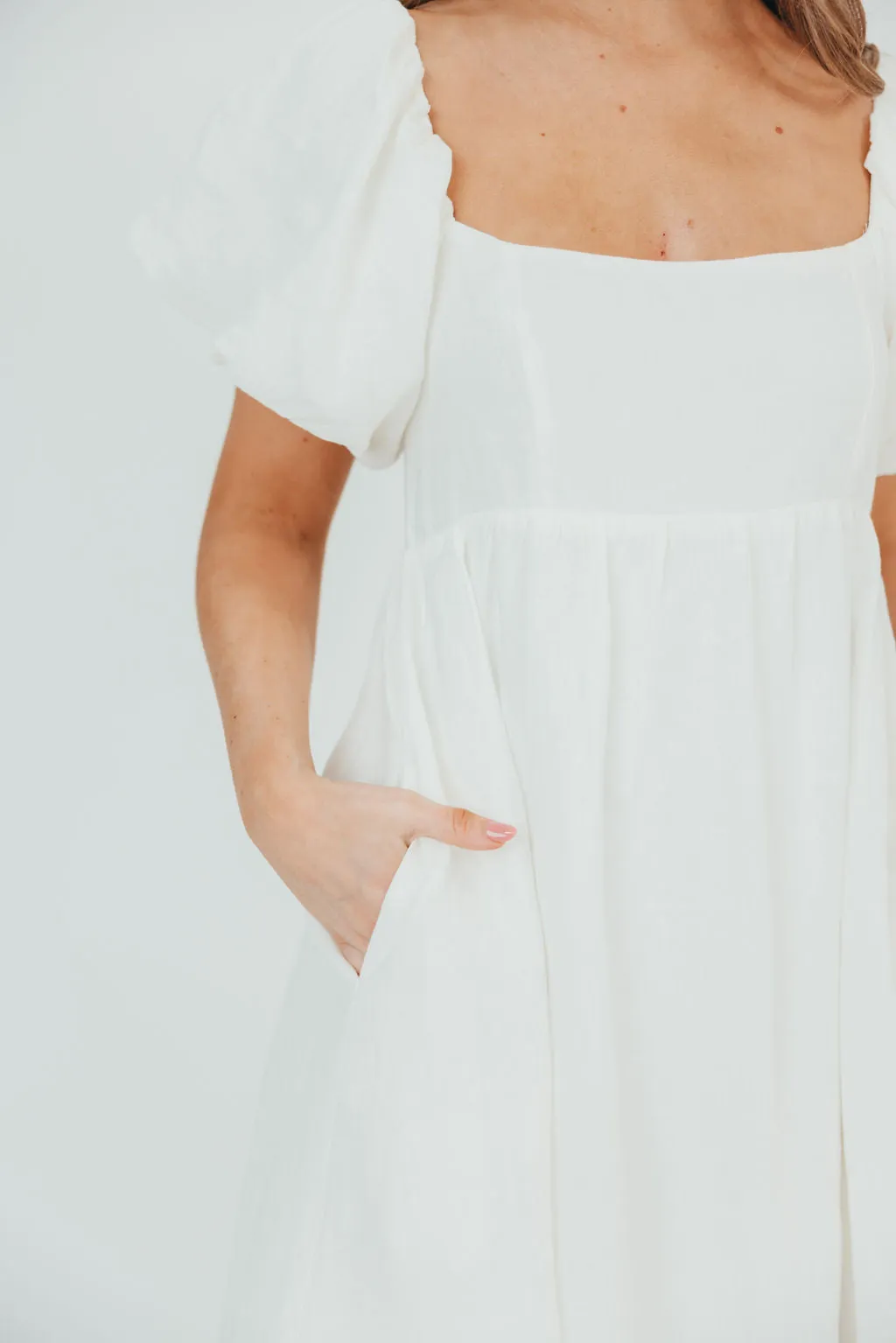 Candace Maxi Dress in Off-White - 100% Linen - Bump Friendly