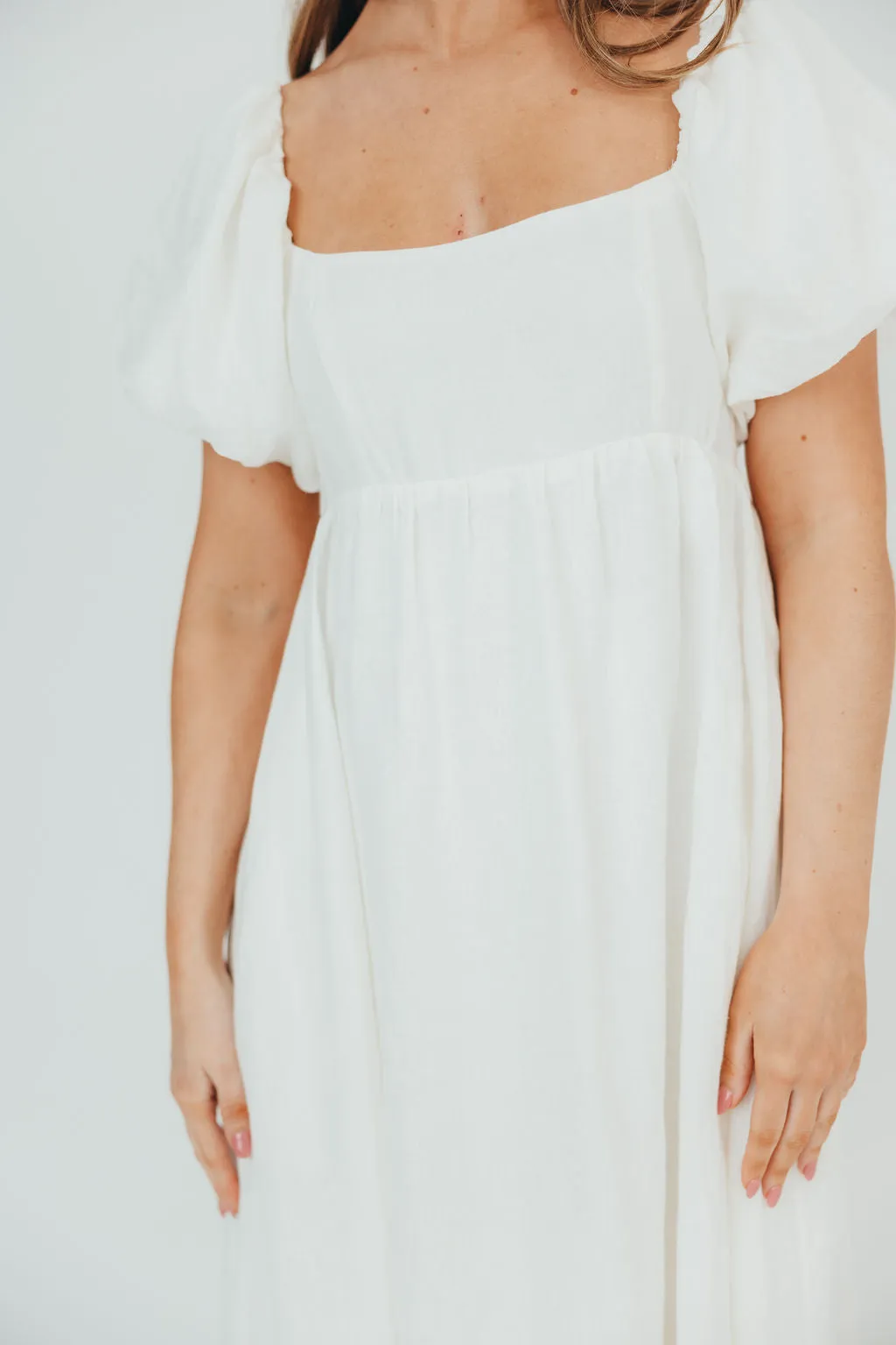 Candace Maxi Dress in Off-White - 100% Linen - Bump Friendly