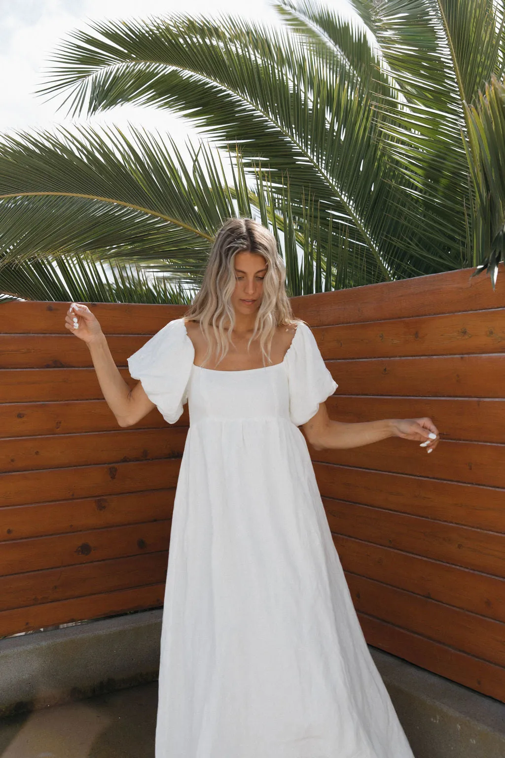 Candace Maxi Dress in Off-White - 100% Linen - Bump Friendly