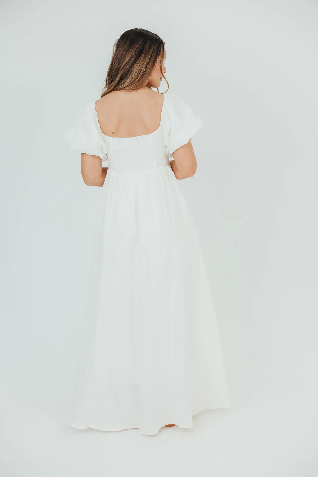 Candace Maxi Dress in Off-White - 100% Linen - Bump Friendly