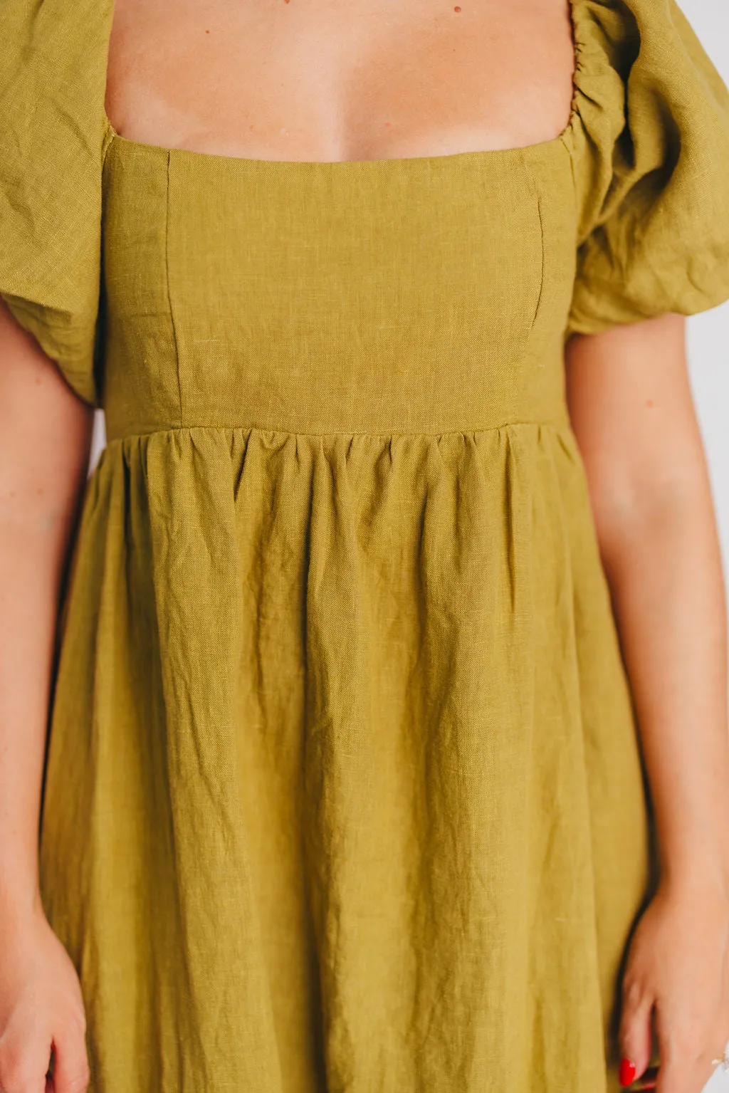 Candace Maxi Dress in Olive - 100% Linen - Bump Friendly