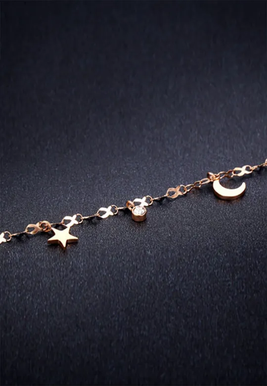 Celestial Moon and Stars with Zirconia Bracelet