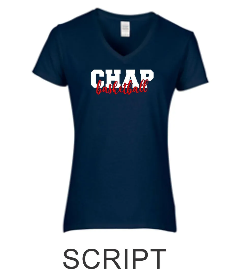 Chap Basketball Ladies Tee- 3 design- Matte or Glitter