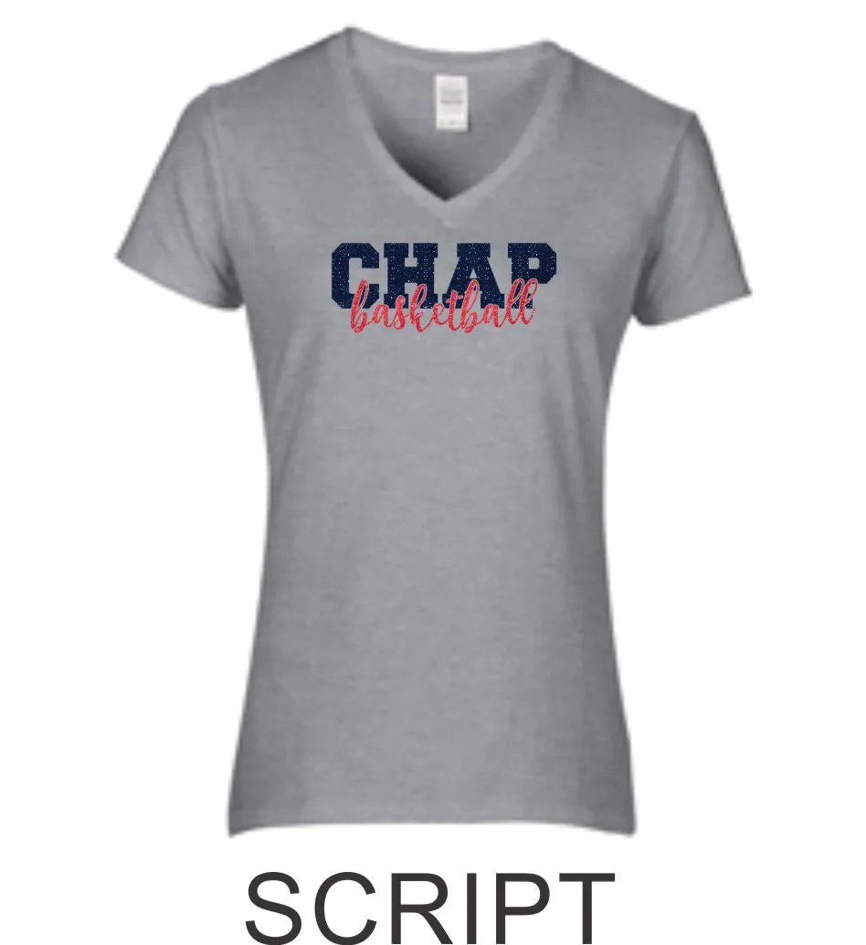 Chap Basketball Ladies Tee- 3 design- Matte or Glitter