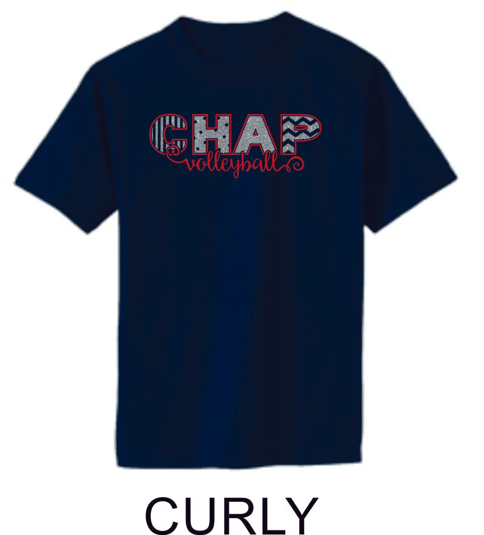 Chap Volleyball Basic Tee-  4 Designs, Matte or Glitter