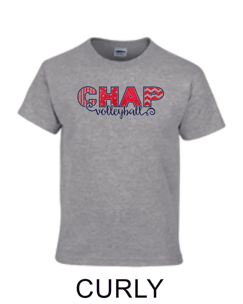 Chap Volleyball Basic Tee-  4 Designs, Matte or Glitter