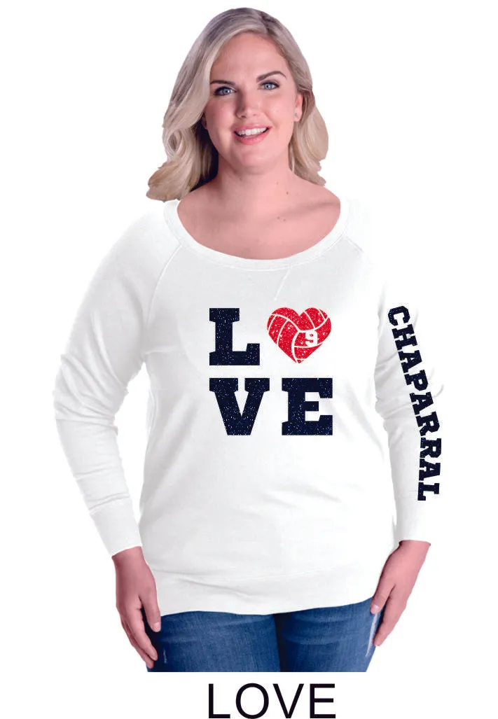 Chap Volleyball Curvy Ladies Slouchy Pullover in 4 Designs- Matte or Glitter