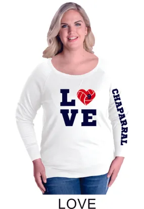 Chap Volleyball Curvy Ladies Slouchy Pullover in 4 Designs- Matte or Glitter