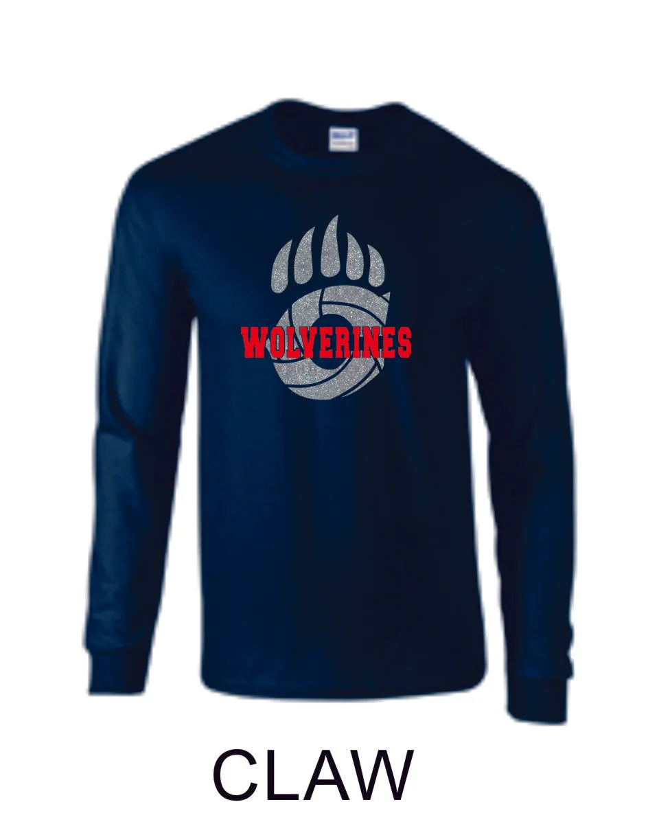 Chap Volleyball Long Sleeve Tee - 4 designs-Matte or Glitter