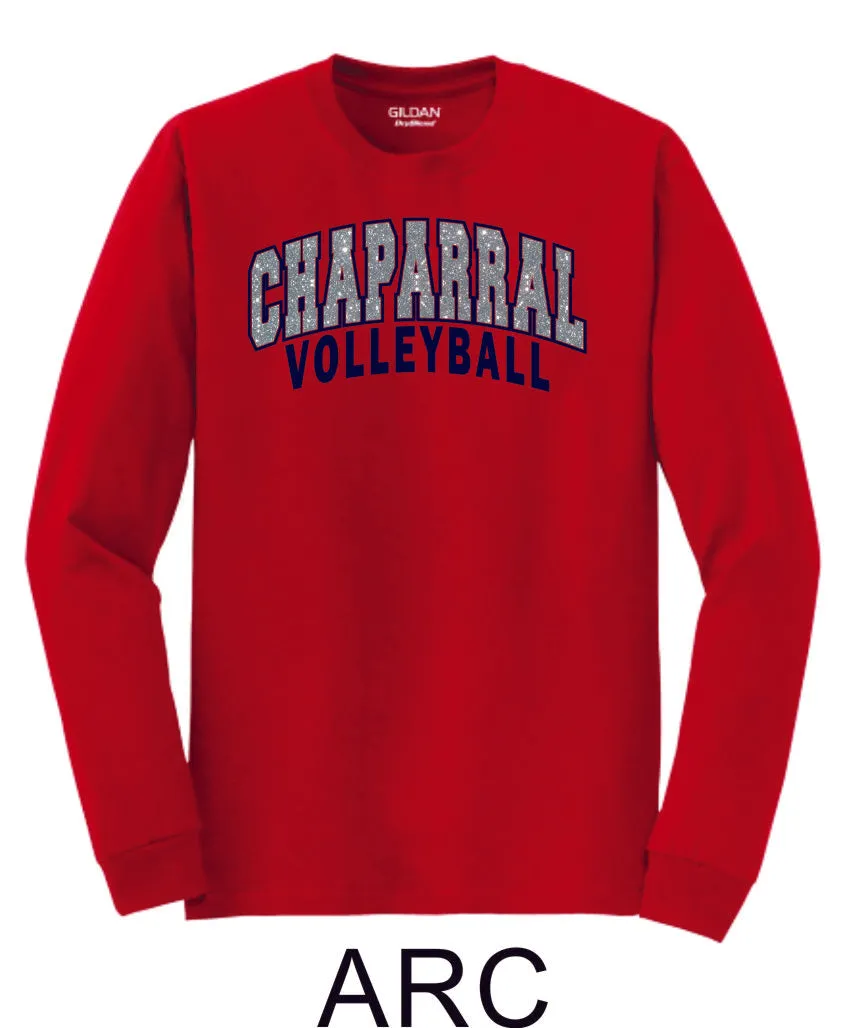 Chap Volleyball Long Sleeve Tee - 4 designs-Matte or Glitter