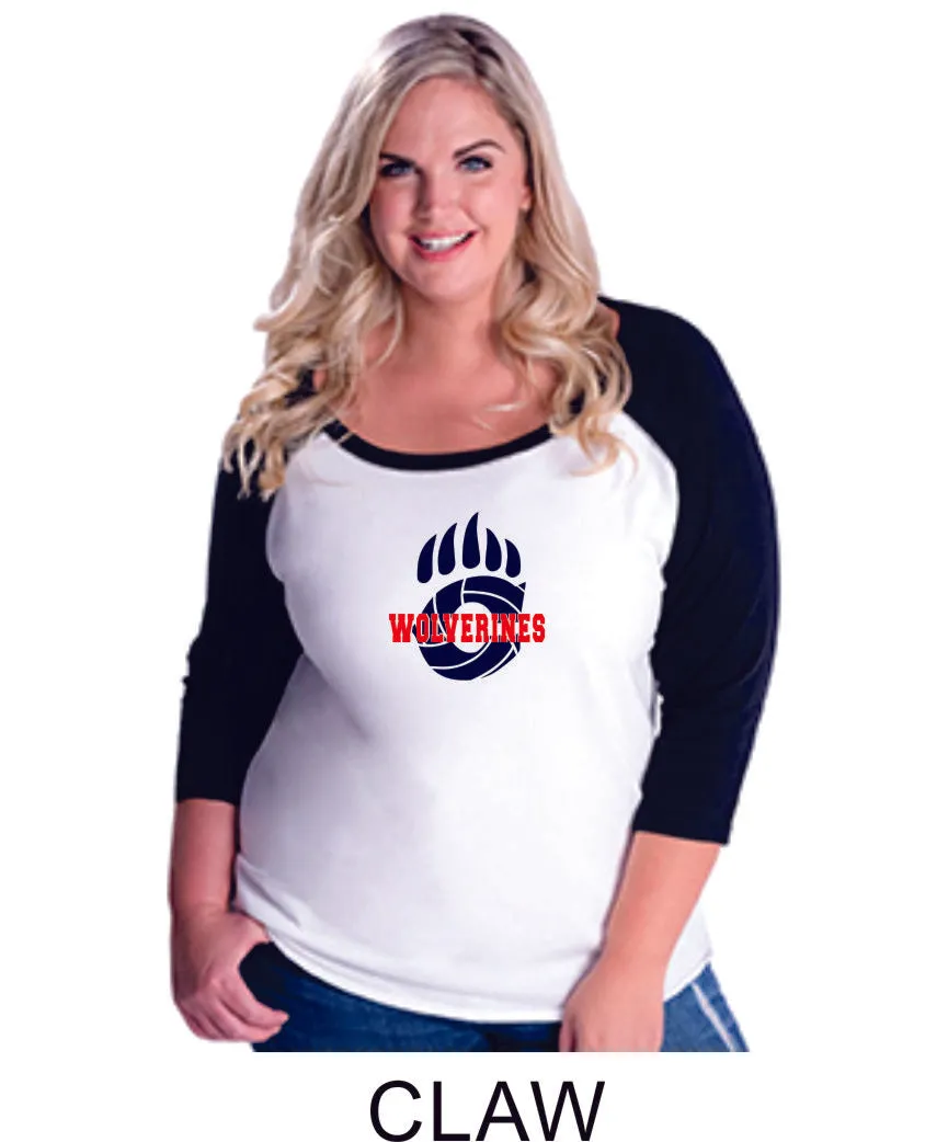 Chap Volleyballl Curvy Lady Raglan -3 designs - Matte or Glitter