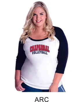 Chap Volleyballl Curvy Lady Raglan -3 designs - Matte or Glitter