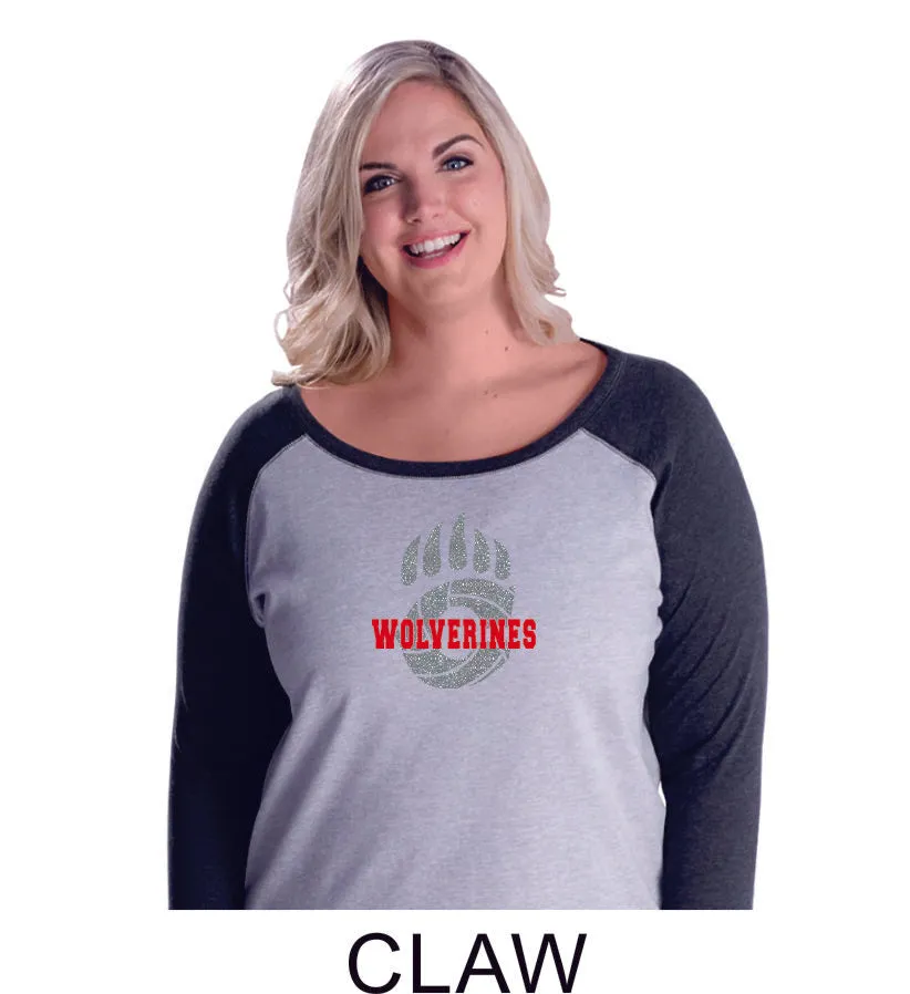 Chap Volleyballl Curvy Lady Raglan -3 designs - Matte or Glitter