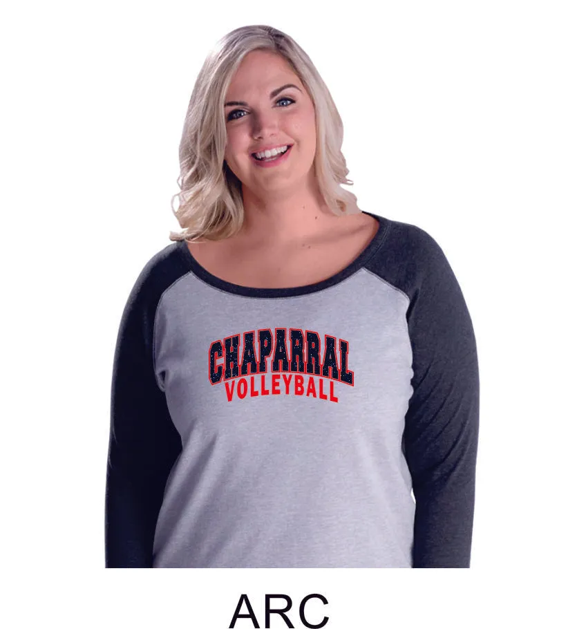 Chap Volleyballl Curvy Lady Raglan -3 designs - Matte or Glitter