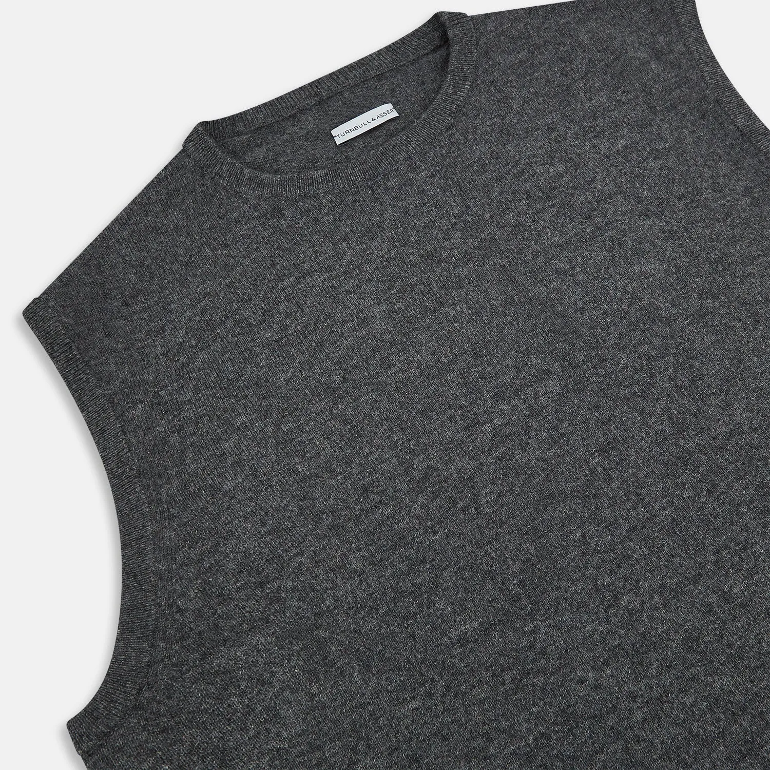 Charcoal Grey  Cashmere Round Neck Vest