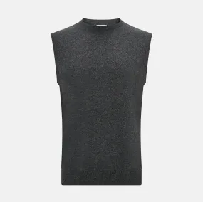 Charcoal Grey  Cashmere Round Neck Vest