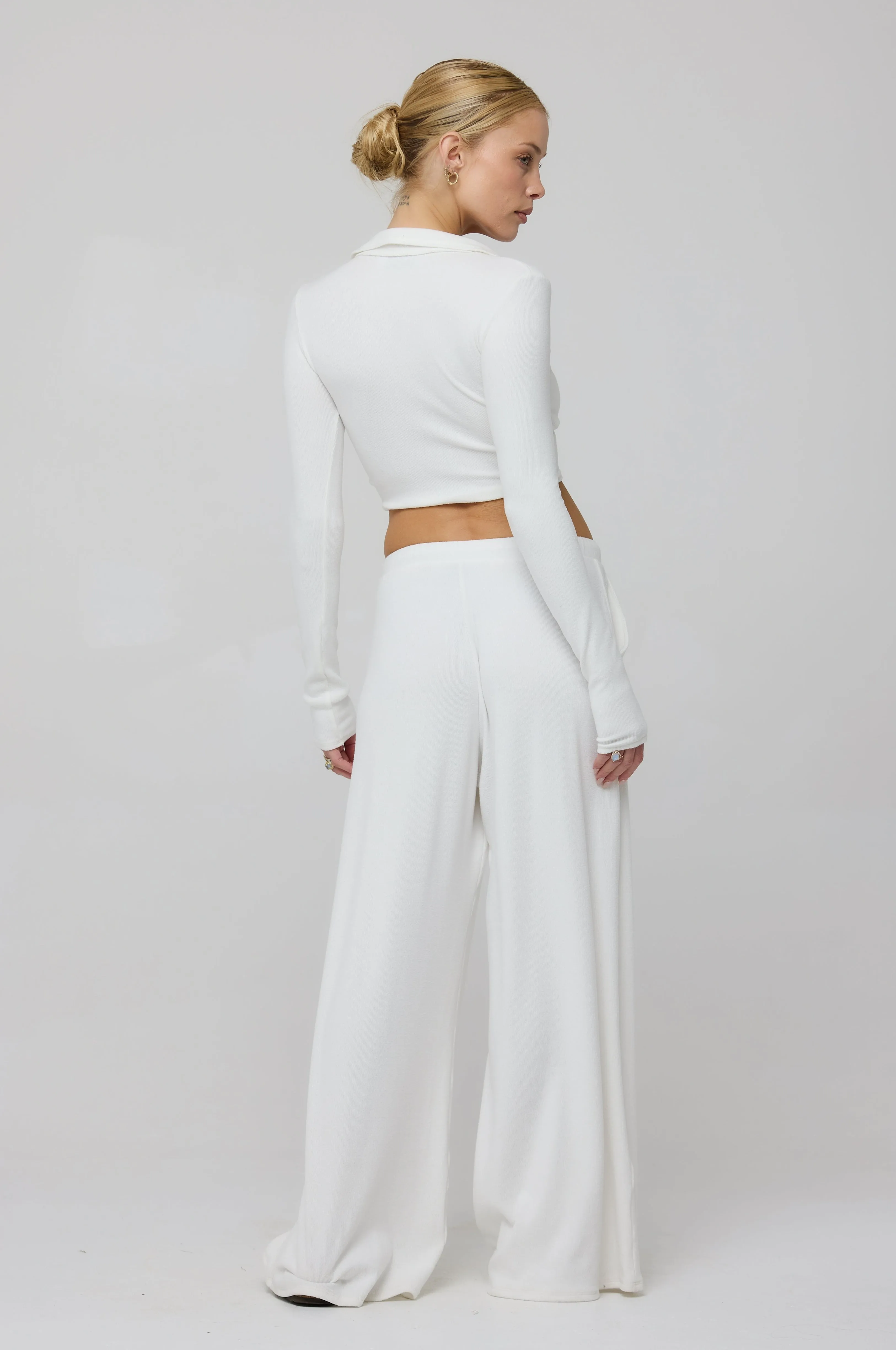 Chase Rib Pant in White