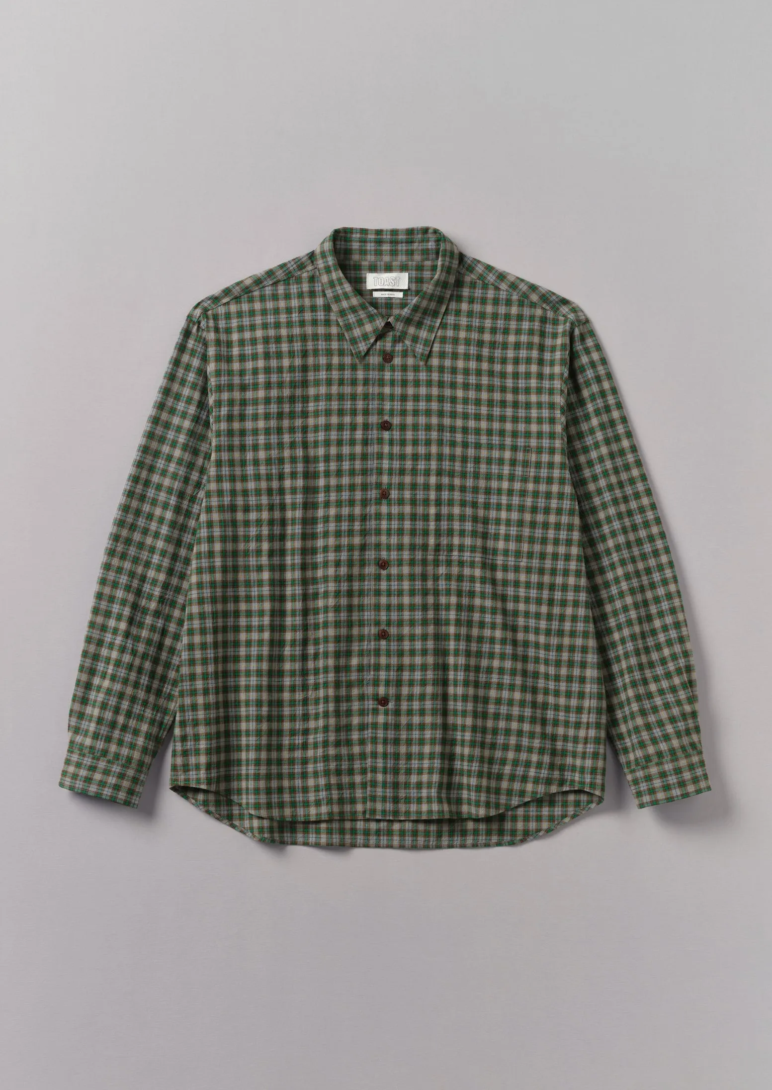 Check Cotton Wool Shirt | Grey/Green