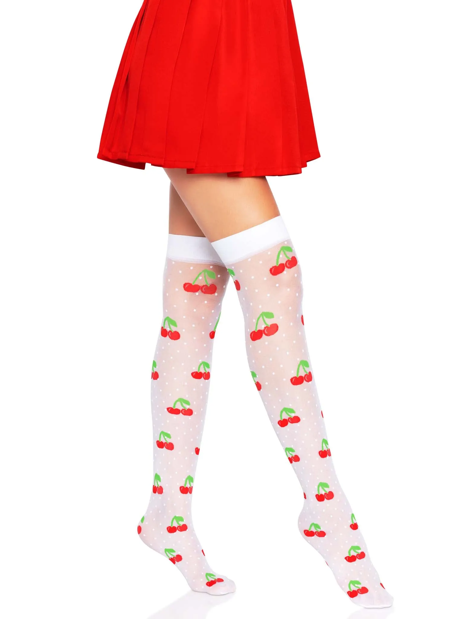 Cherry Dot Thigh Highs