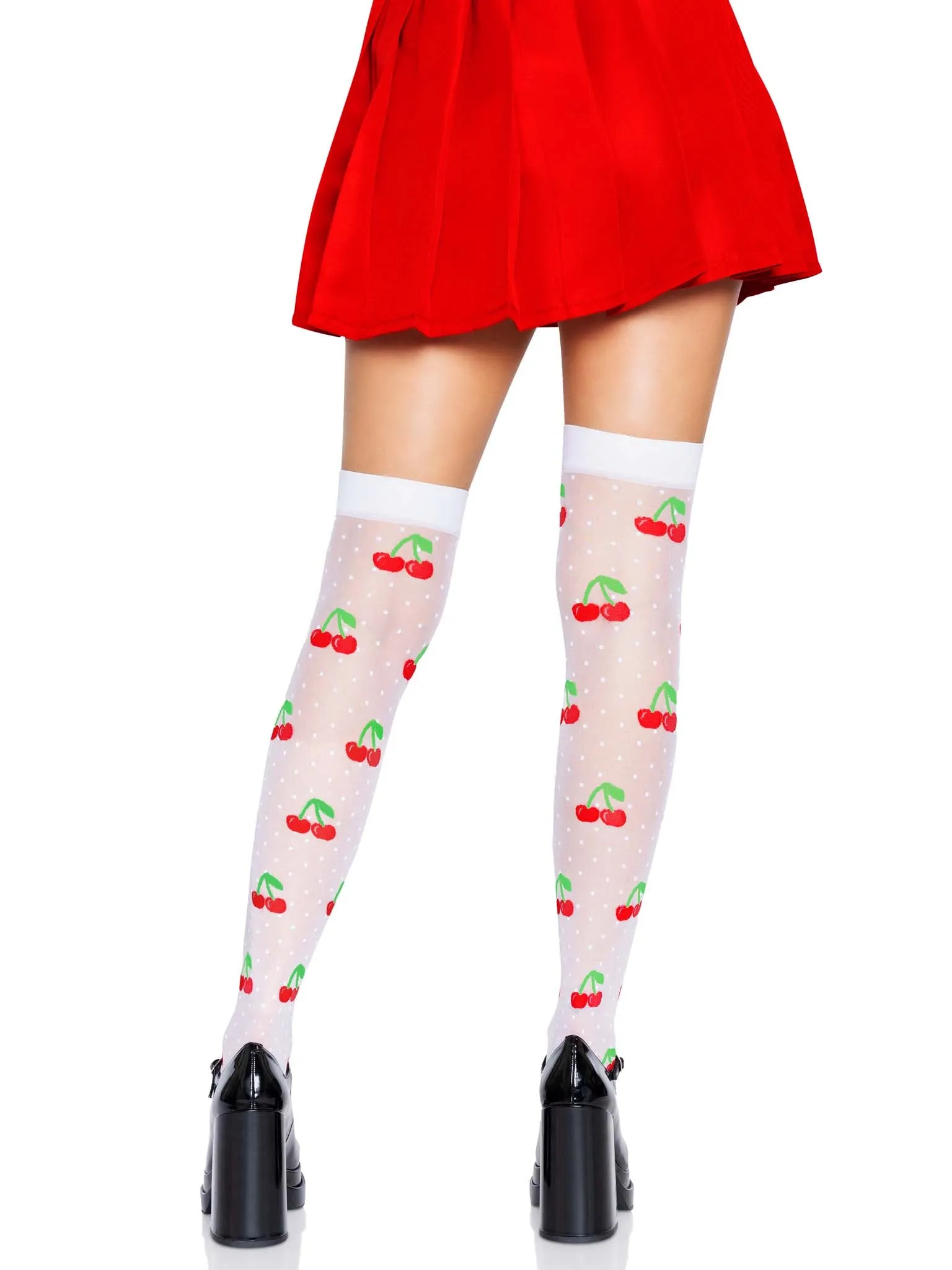 Cherry Dot Thigh Highs