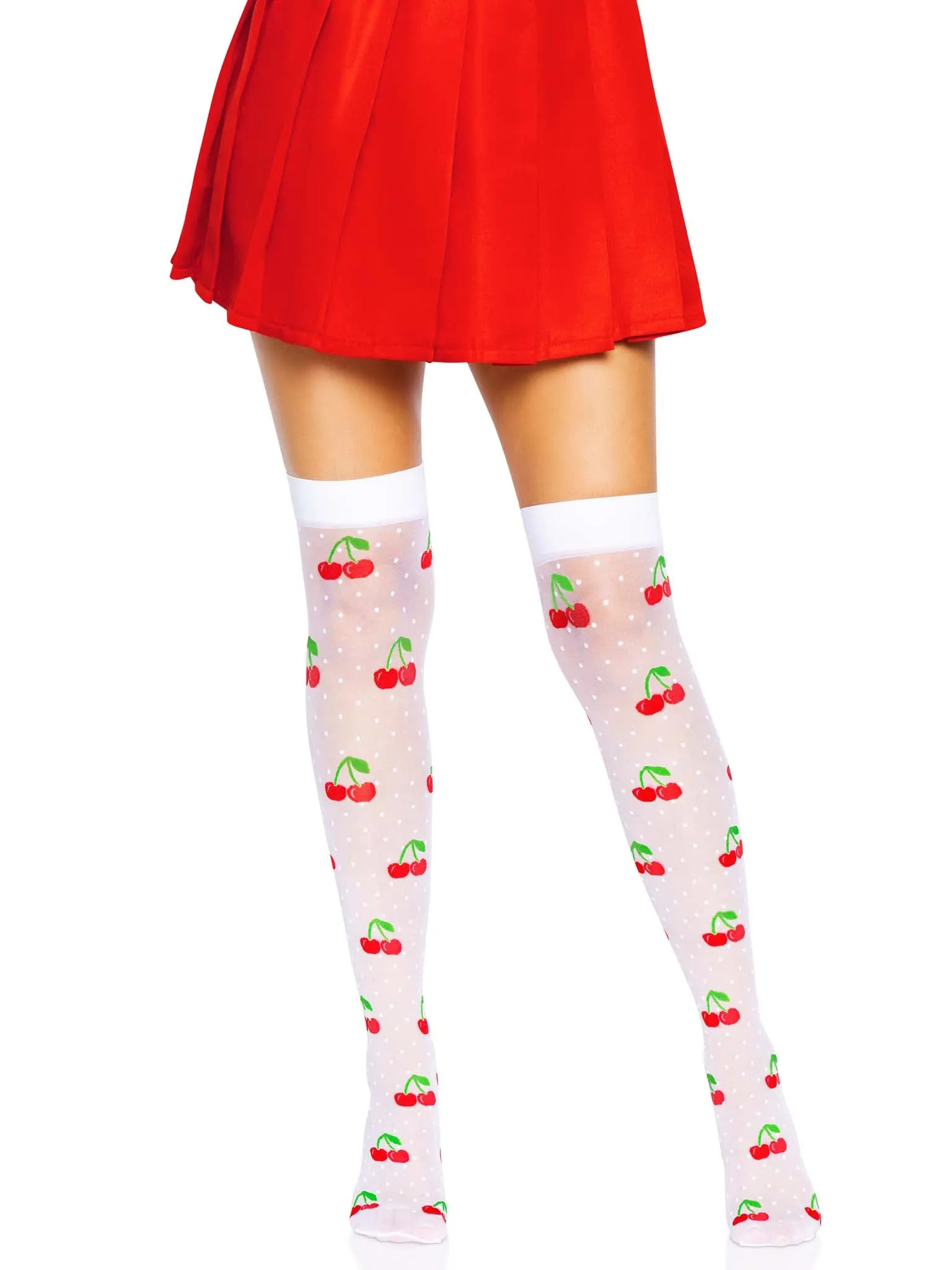 Cherry Dot Thigh Highs