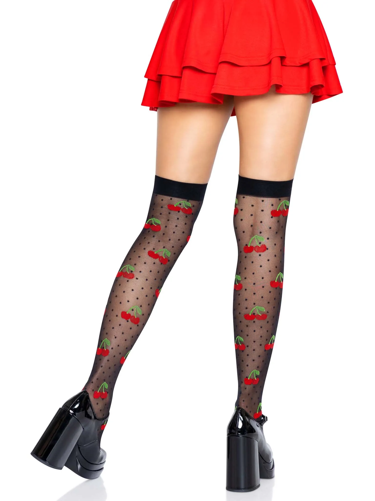 Cherry Dot Thigh Highs