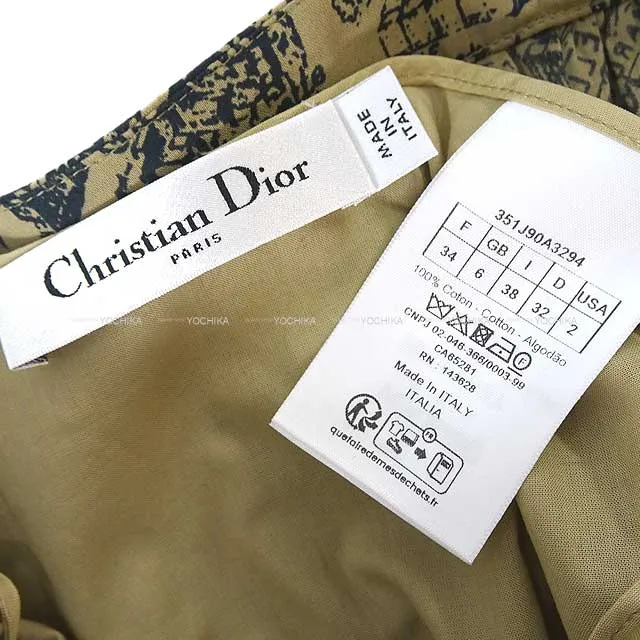 Christian Dior skirt Pleats midi Plan de Paris #34 Kaki/Noir (Black) 351J90A3294[BRAND NEW][Authentic]