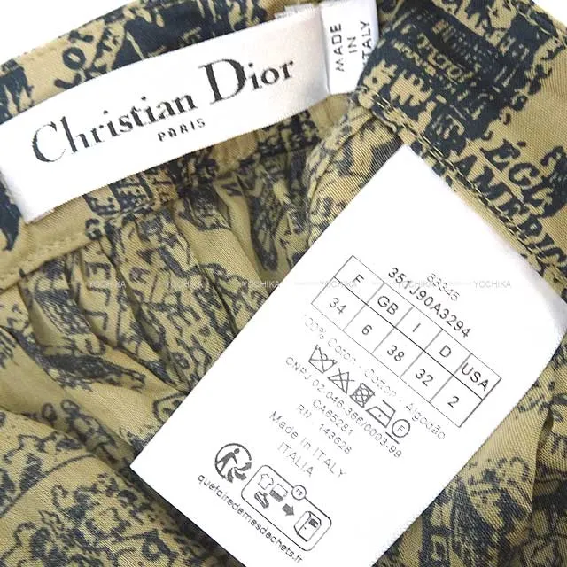 Christian Dior skirt Pleats midi Plan de Paris #34 Kaki/Noir (Black) 351J90A3294[BRAND NEW][Authentic]