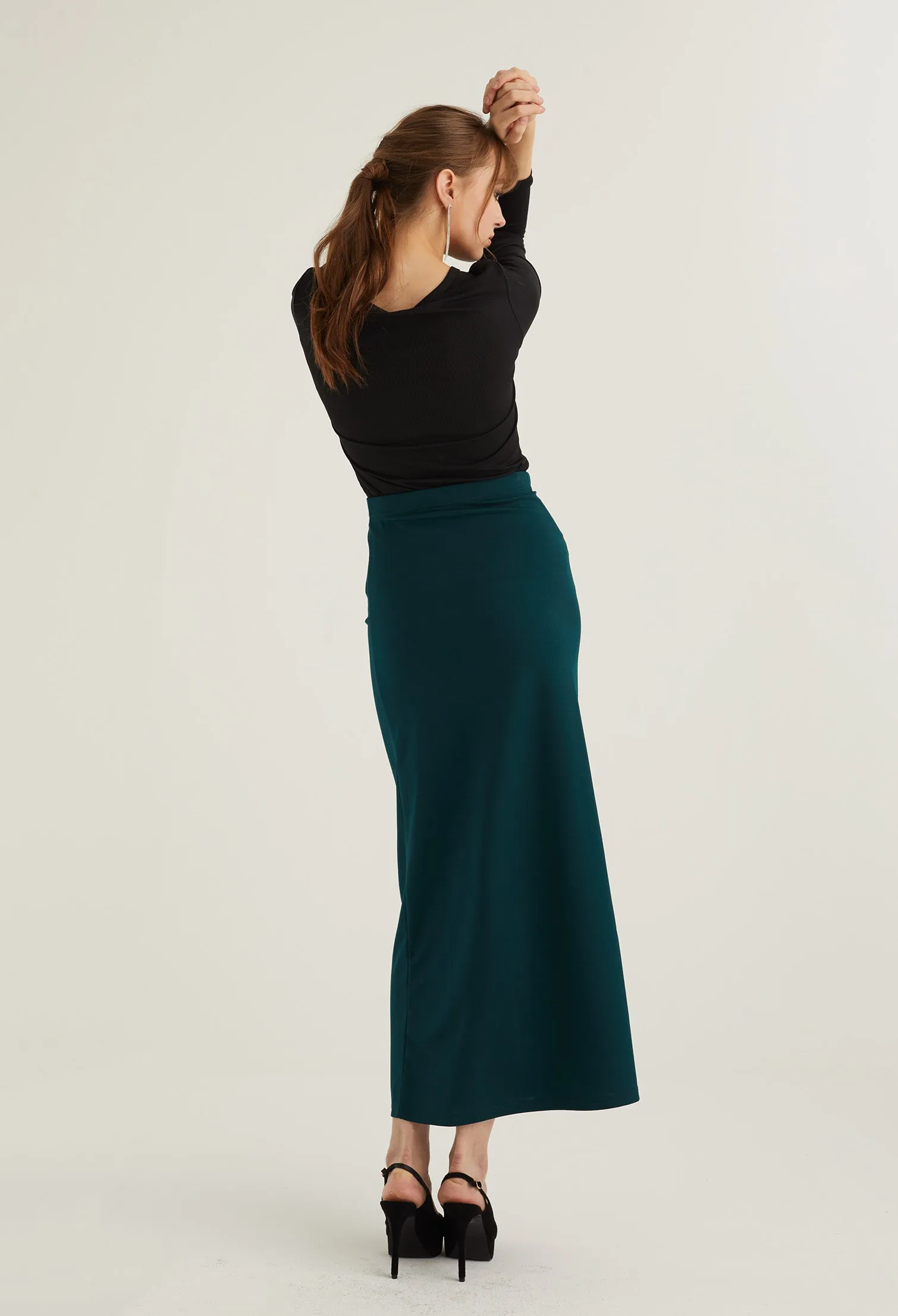 Cinch Detail Straight Cut Maxi Skirt