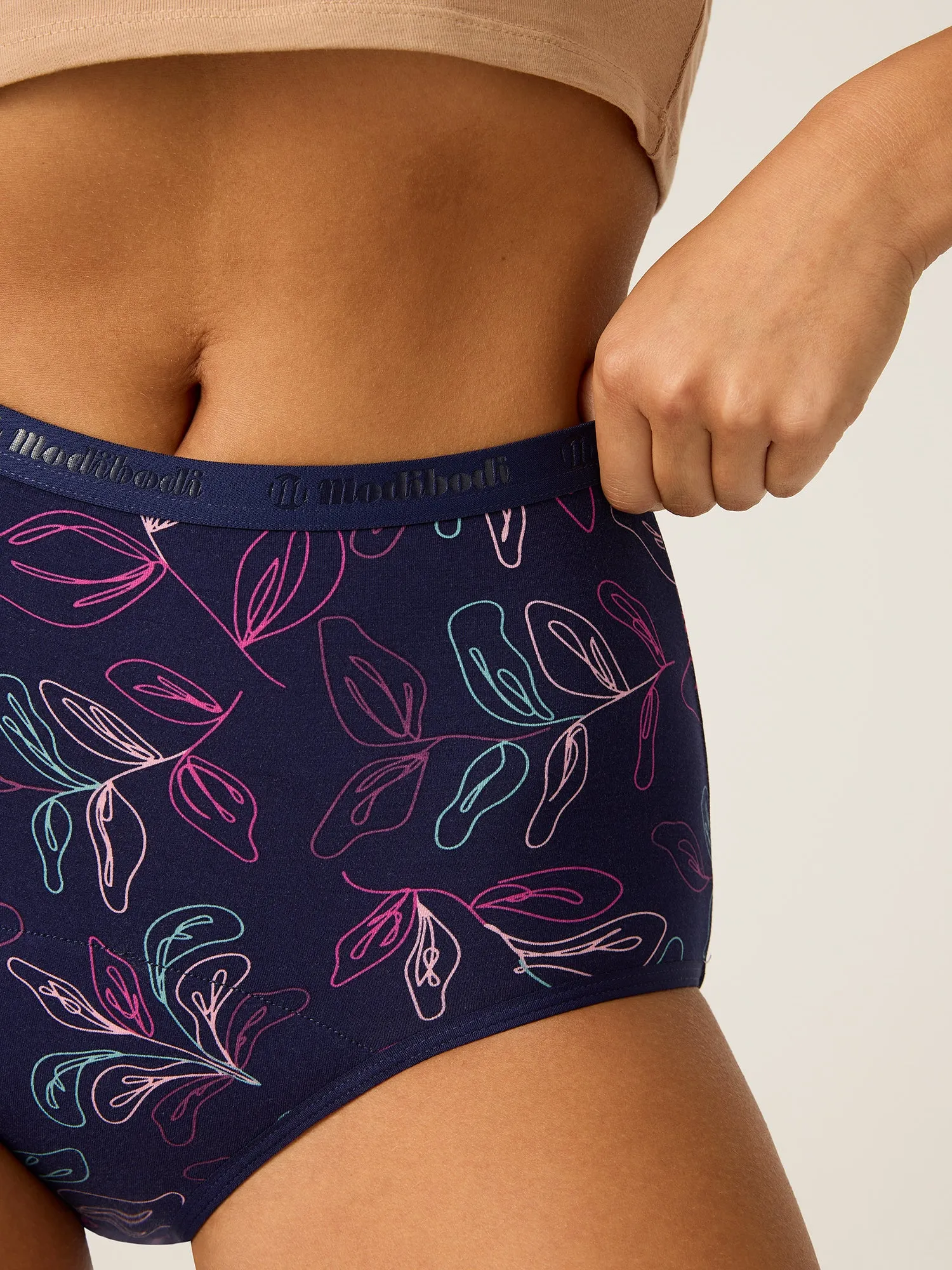 Classic Full Brief Moderate-Heavy Passion Vine Navy