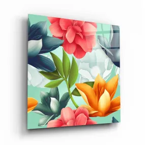 Colorful Flowers Glass Wall Art