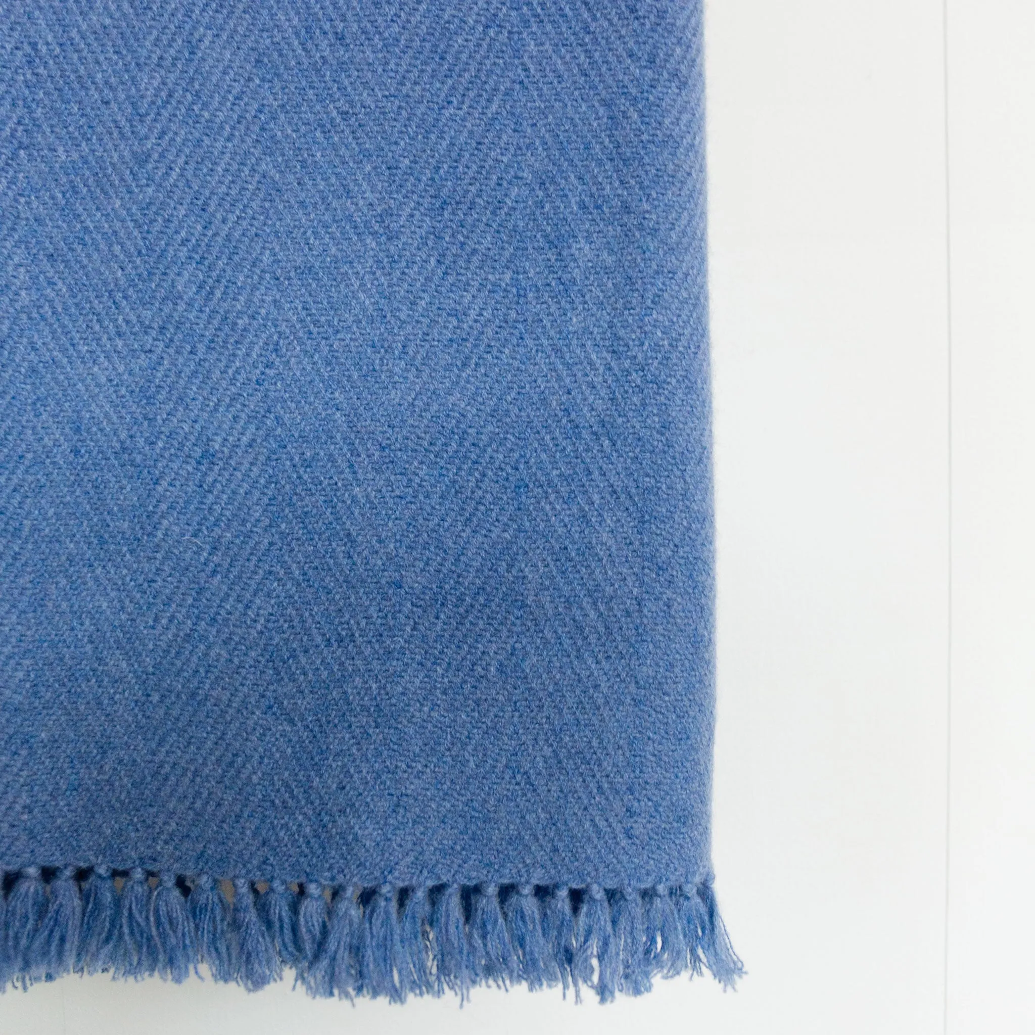 Cornflower Blue Handwoven Cashmere Throw