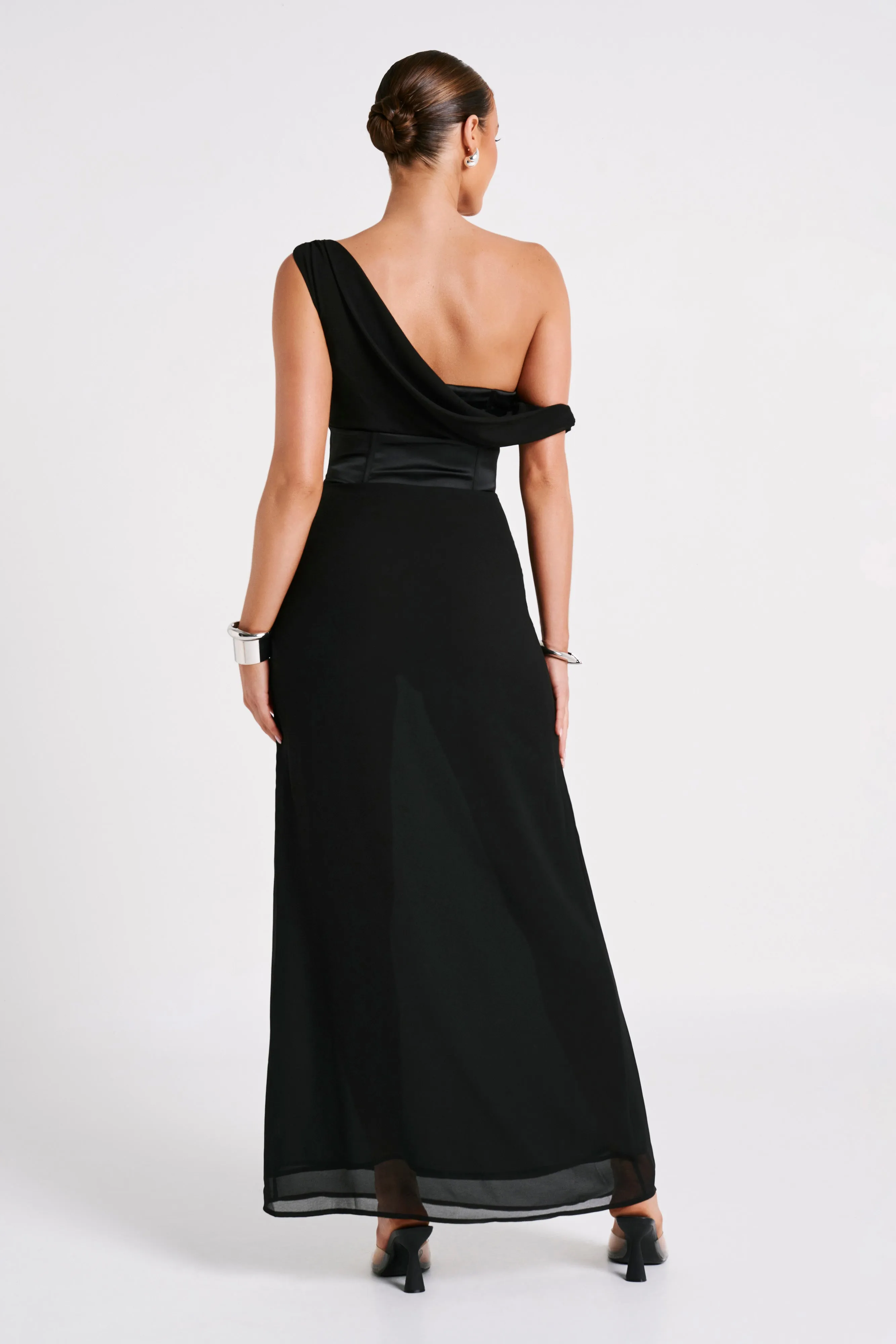 Courtney Chiffon Maxi Dress - Black