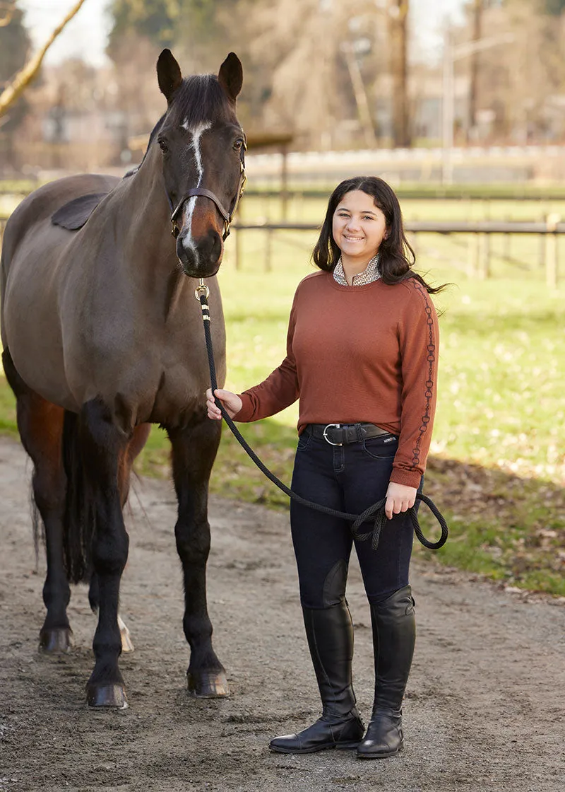 Cozy Rider Mid Rise Denim Knee Patch Breech