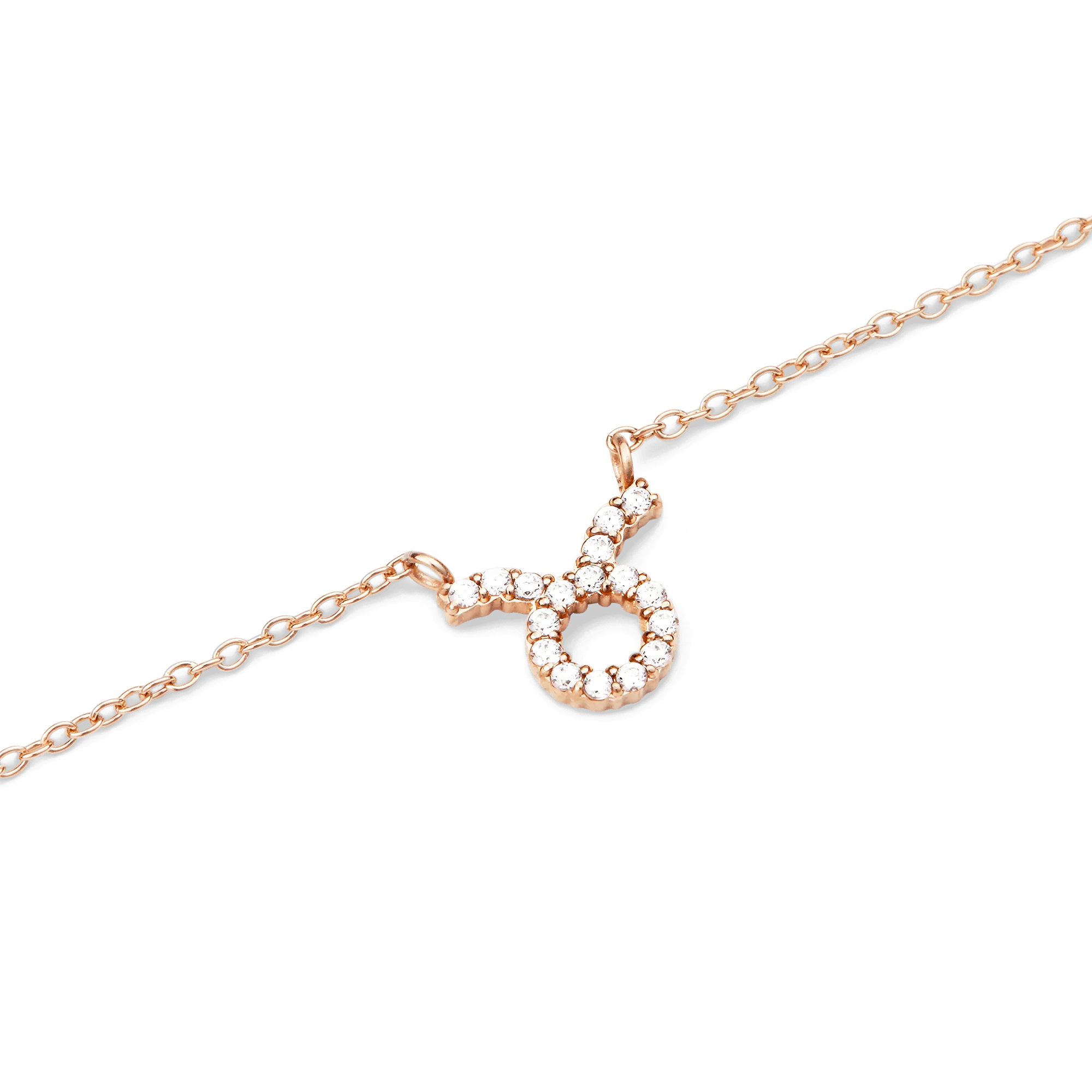 Crystal Zodiac Chain Necklace Rose Gold