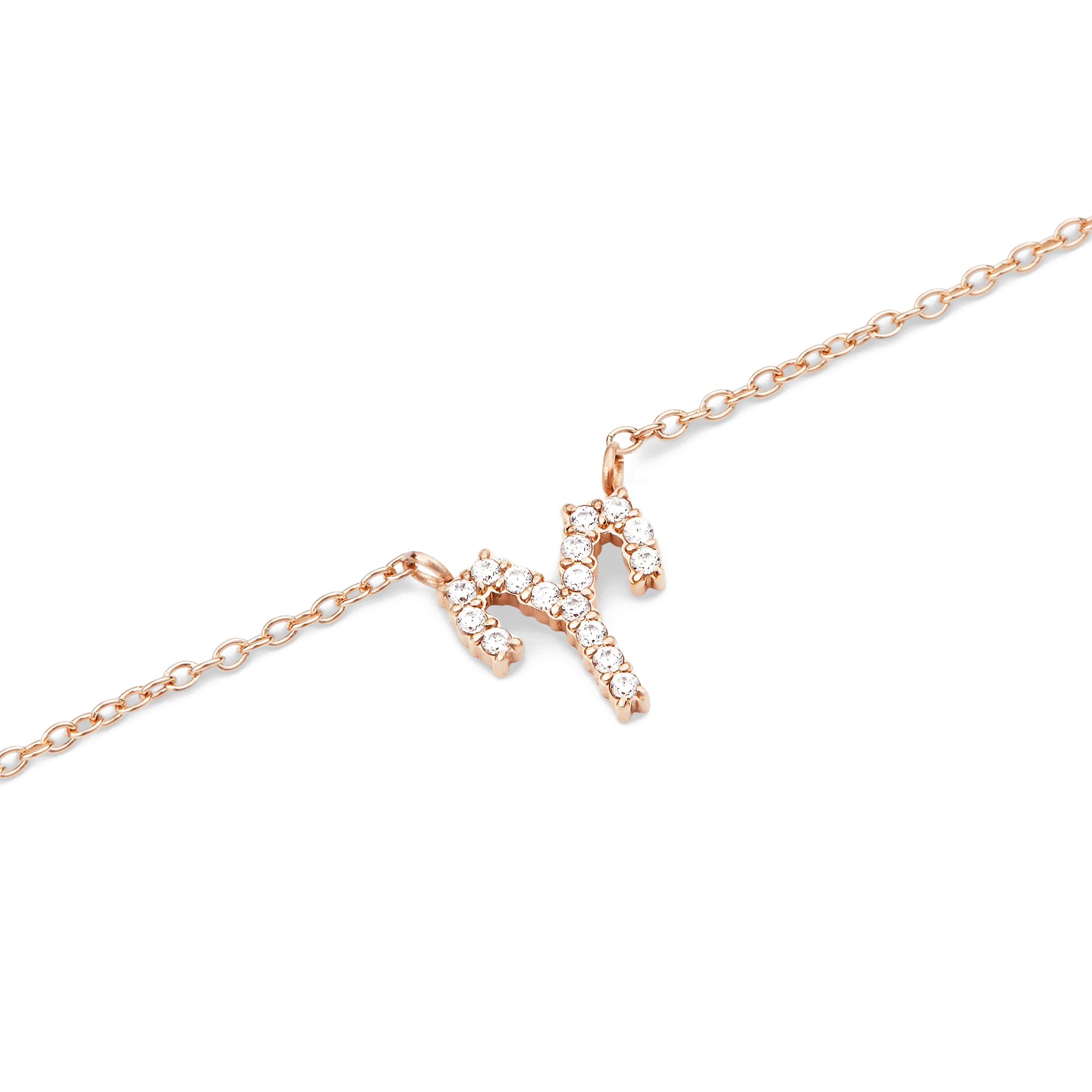 Crystal Zodiac Chain Necklace Rose Gold