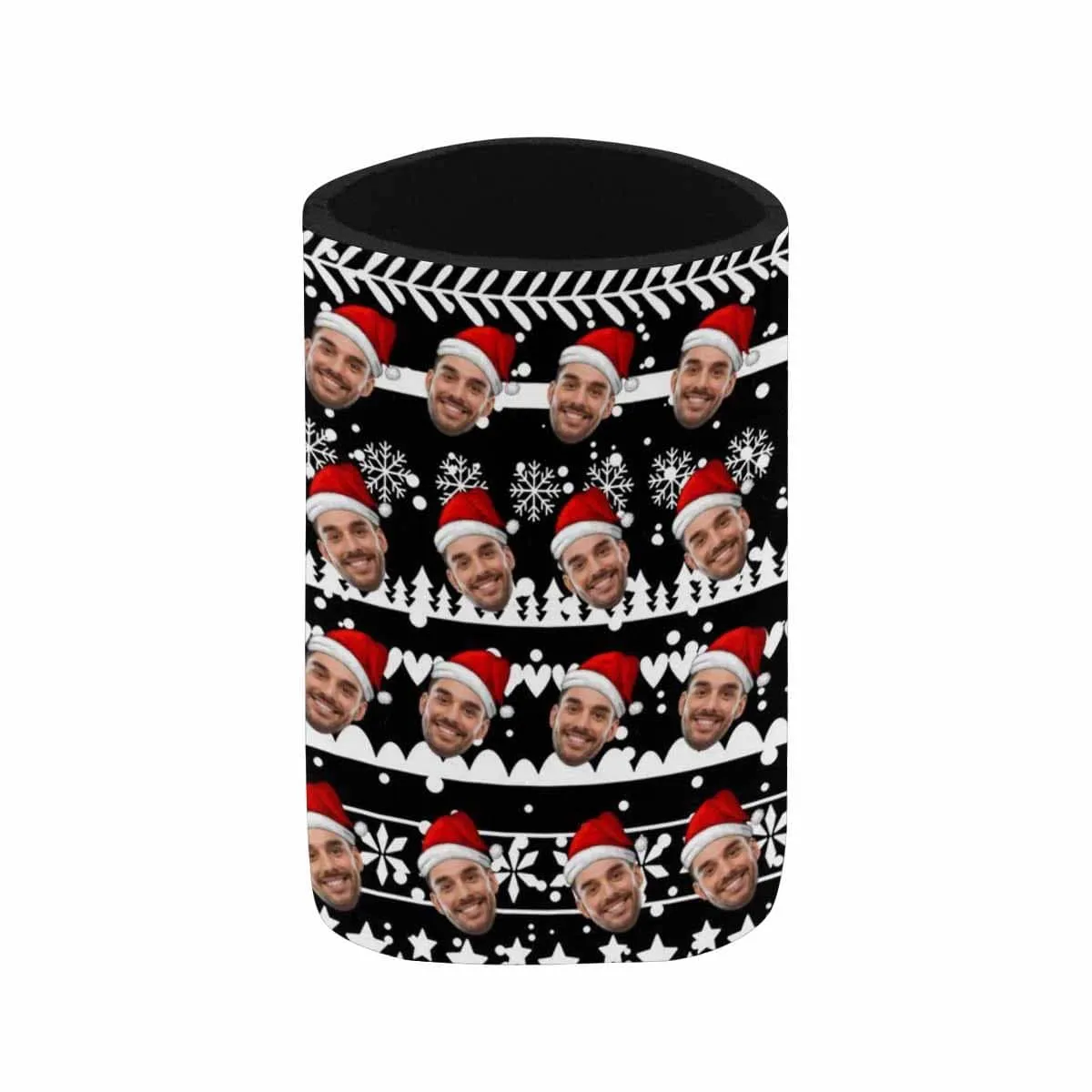 Custom Can Cooler With Boyfriend face Personalized Christmas Red Hat Neoprene Koozies Non Slip for Beer Cans and Bottles