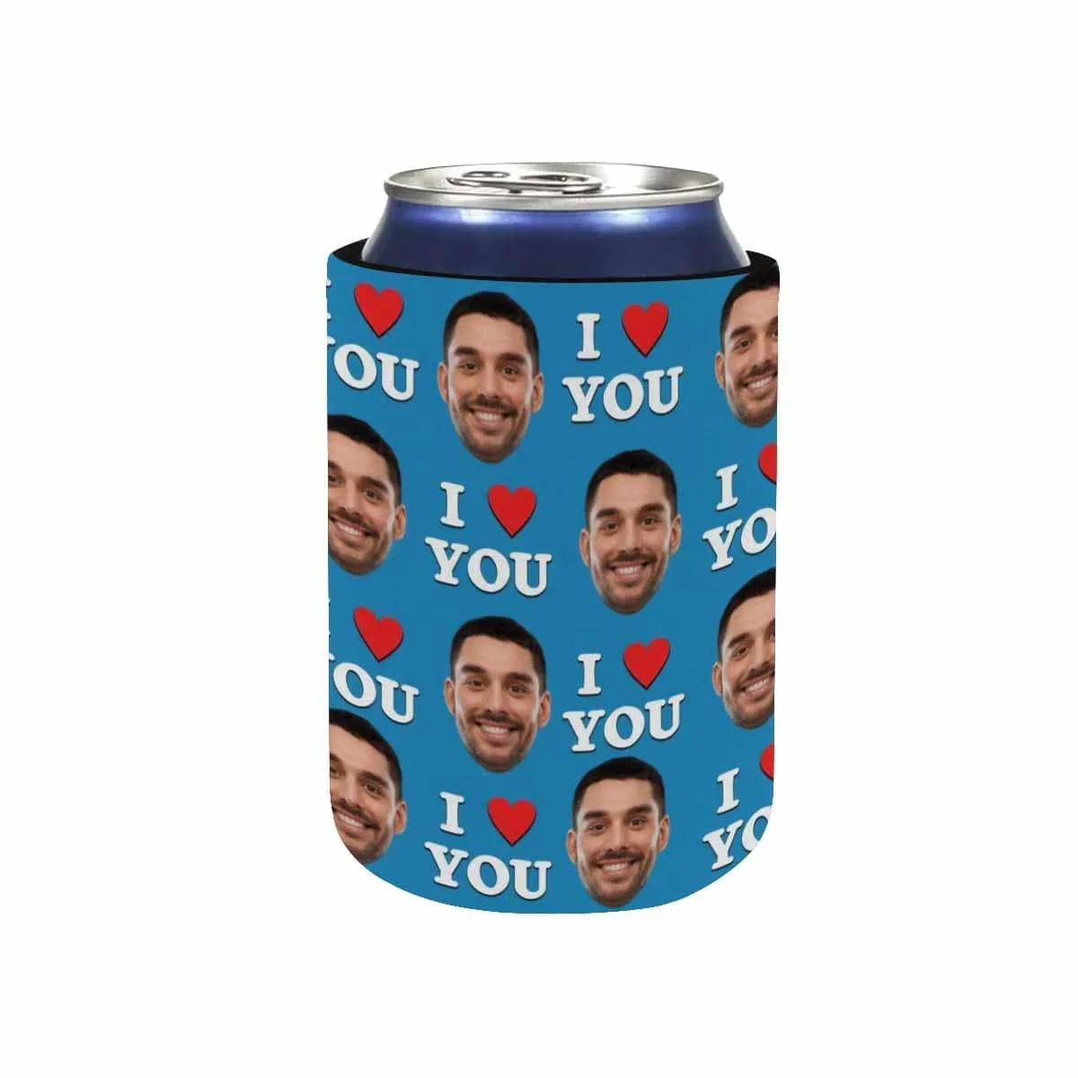 Custom Can Cooler With Boyfriend face Personalized I Love You Neoprene Koozies Non Slip for Beer Cans and Bottles