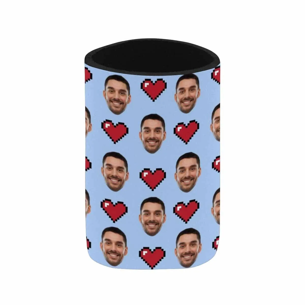 Custom Can Cooler With Boyfriend face Personalized Red Heart Neoprene Koozies Non Slip for Beer Cans and Bottles