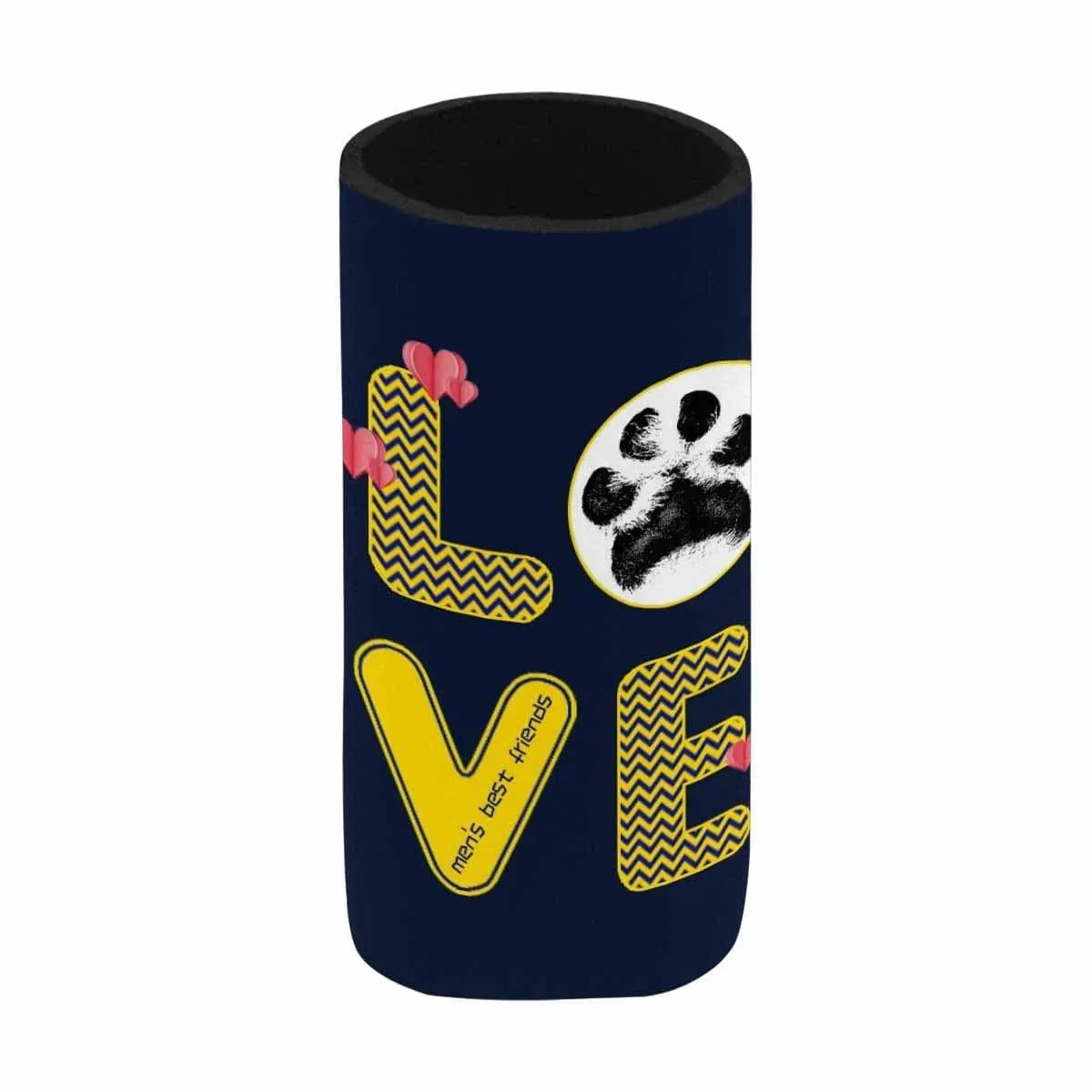 Custom Can Cooler With Paw Love Personalized Photo Neoprene Koozies Non Slip for Beer Cans and Bottles