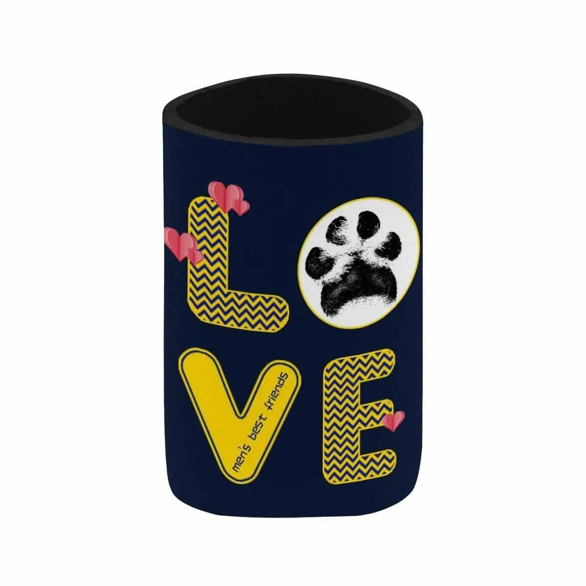 Custom Can Cooler With Paw Love Personalized Photo Neoprene Koozies Non Slip for Beer Cans and Bottles