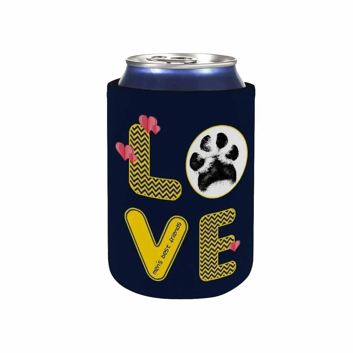 Custom Can Cooler With Paw Love Personalized Photo Neoprene Koozies Non Slip for Beer Cans and Bottles