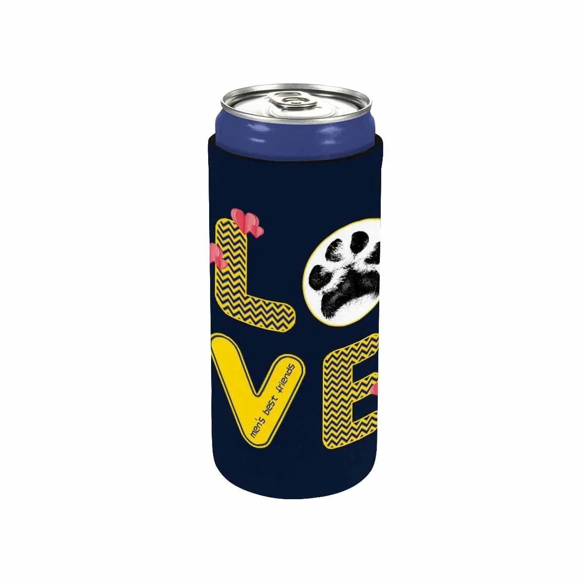 Custom Can Cooler With Paw Love Personalized Photo Neoprene Koozies Non Slip for Beer Cans and Bottles