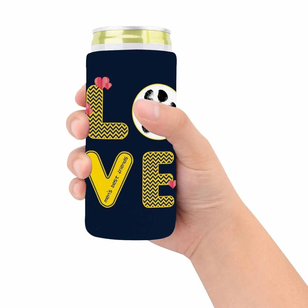 Custom Can Cooler With Paw Love Personalized Photo Neoprene Koozies Non Slip for Beer Cans and Bottles