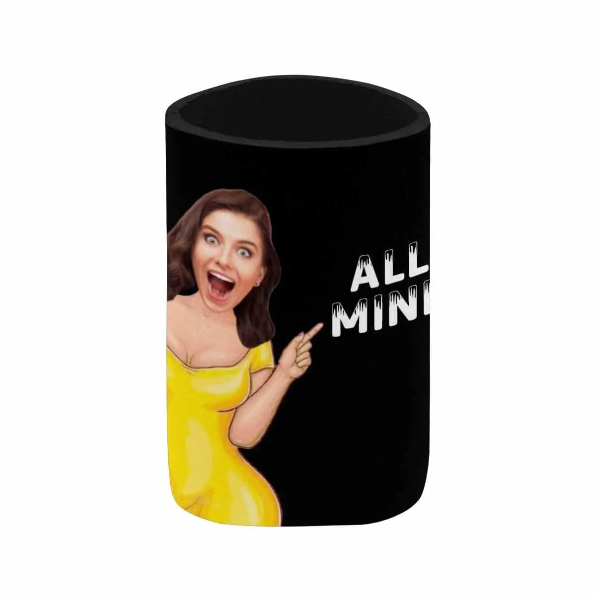 Custom Can Cooler With Photo Personalized All Mine Black Neoprene Koozies Non Slip for Beer Cans and Bottles