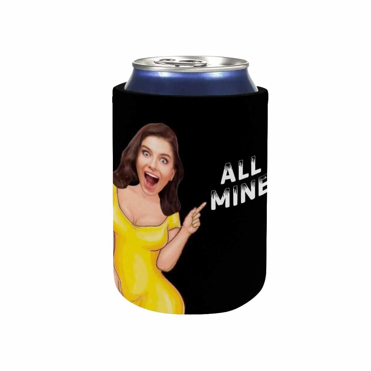 Custom Can Cooler With Photo Personalized All Mine Black Neoprene Koozies Non Slip for Beer Cans and Bottles