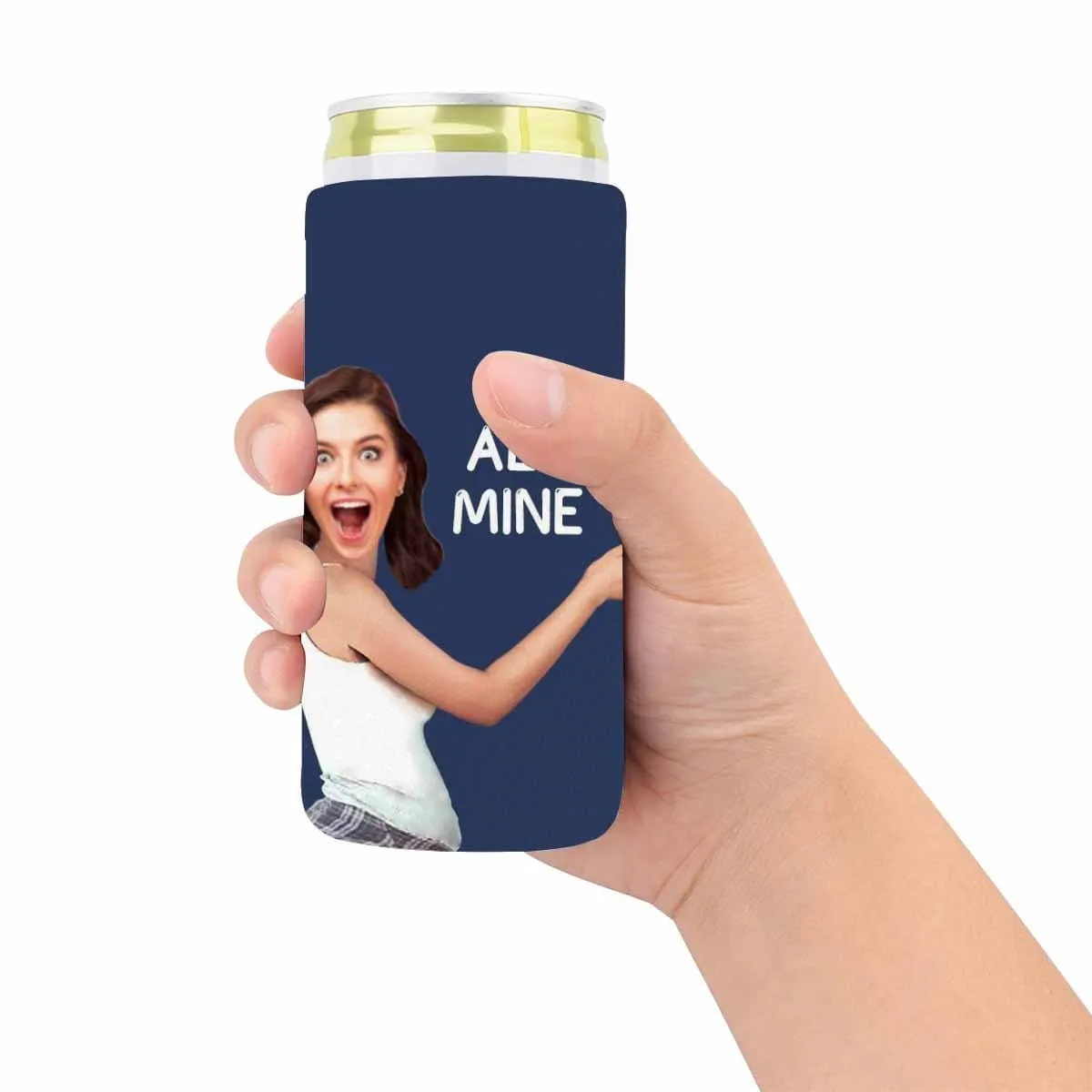 Custom Can Cooler With Photo Personalized All Mine Neoprene Koozies Non Slip for Beer Cans and Bottles