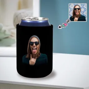 Custom Can Cooler With Photo Personalized Black Background Neoprene Koozies Non Slip for Beer Cans and Bottles