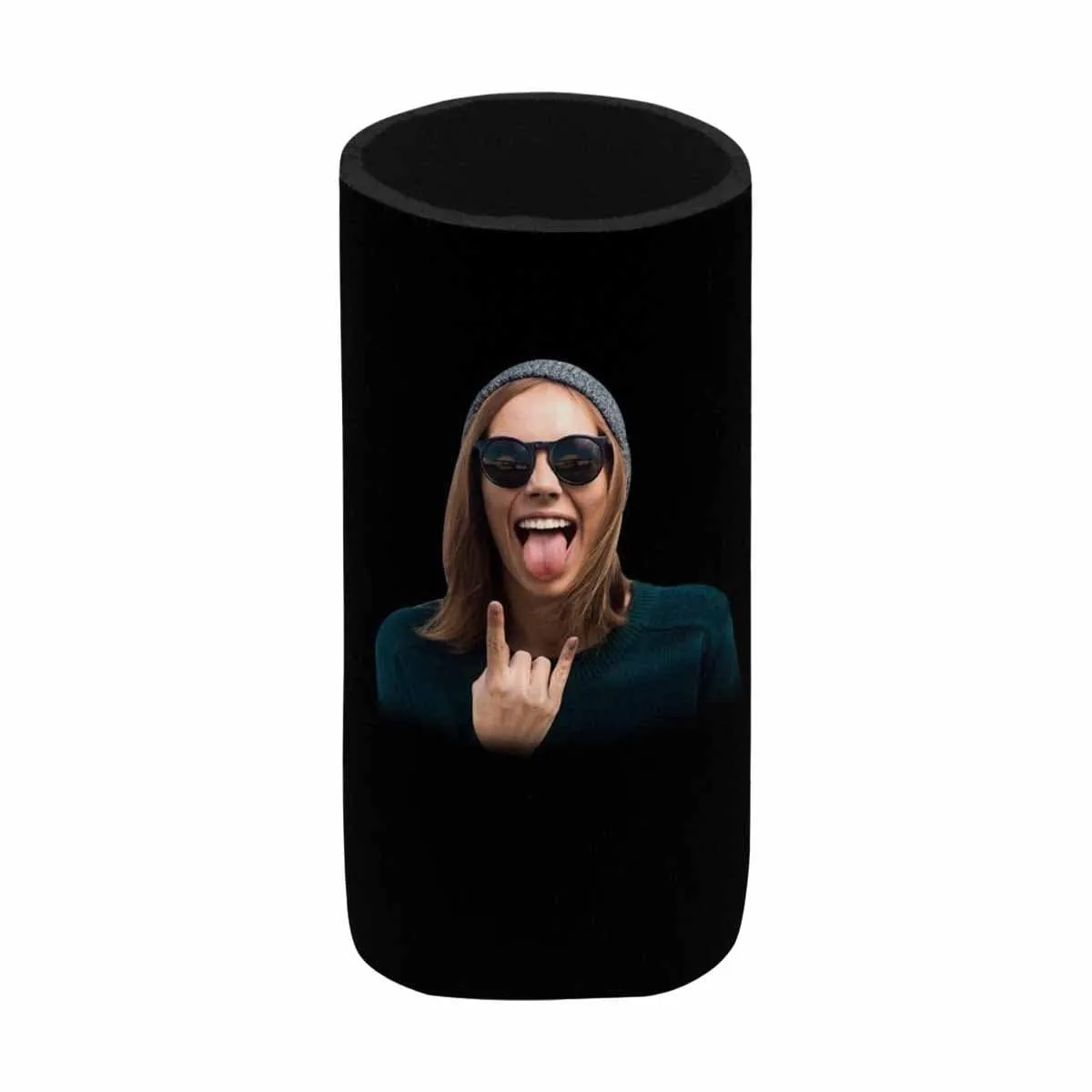 Custom Can Cooler With Photo Personalized Black Background Neoprene Koozies Non Slip for Beer Cans and Bottles